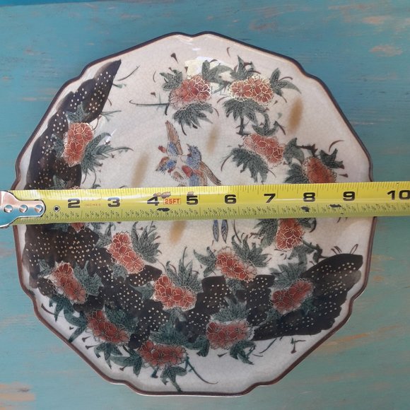 Toyo Plate Porcelain Dish Bird Peacock Pheasant Gold Leaf Hand Painted  Japan - Picture 11 of 17